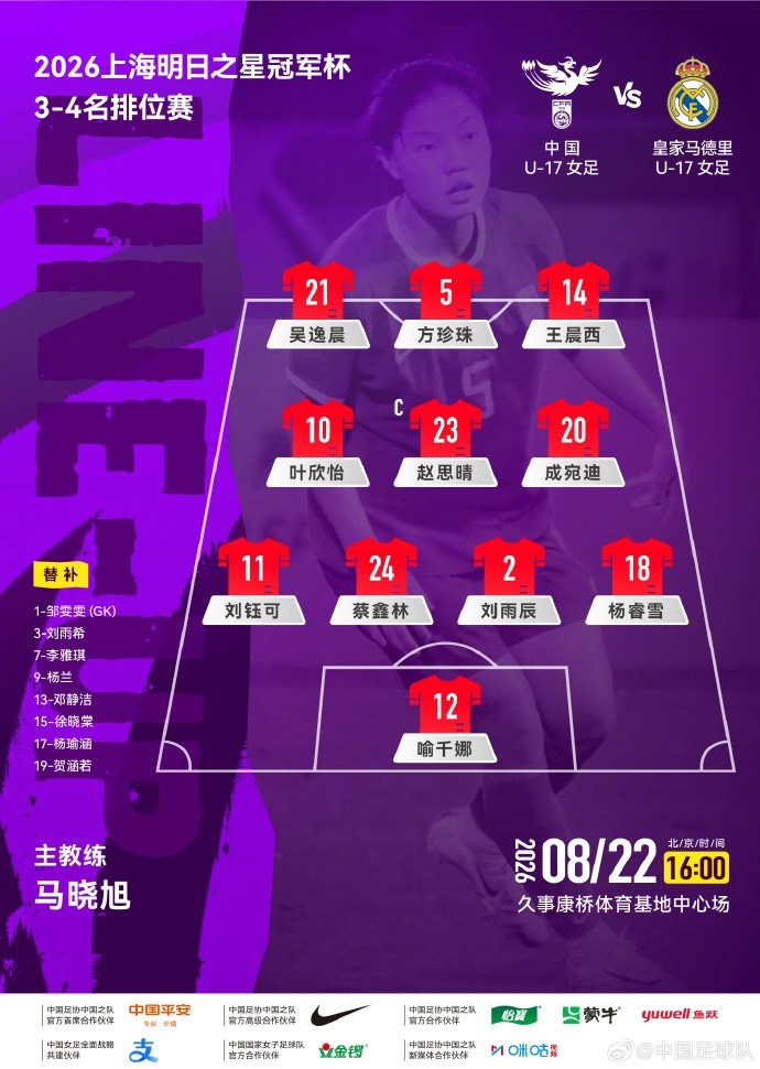 中国U-17女足 vs 皇马U-17女足,中国队首发阵容公布!