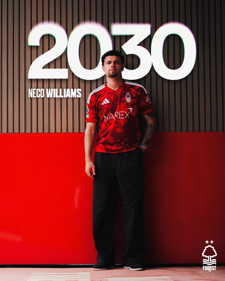 官方：诺丁汉森林与内科·威廉姆斯续约至2030年
