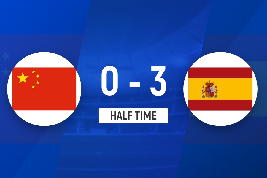 半场-中国U20女足0-3西班牙U20女足 黄嘉欣手球送点 中国队0射门